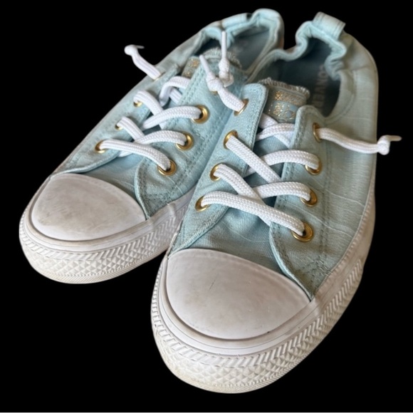 Converse Shoreline blue and gold slip on sneakers very good condition ladies 9.5 - Picture 1 of 14